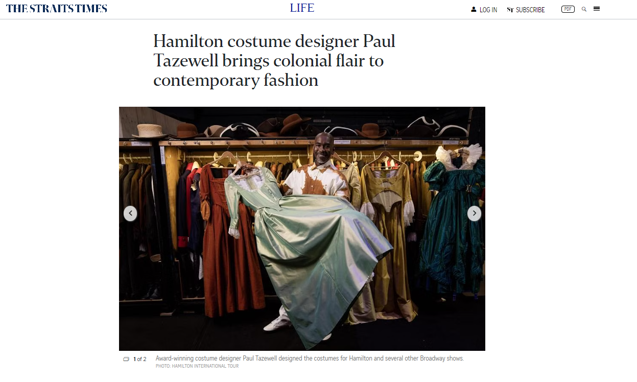 Straits Times: What to Wear to the Hamilton Show