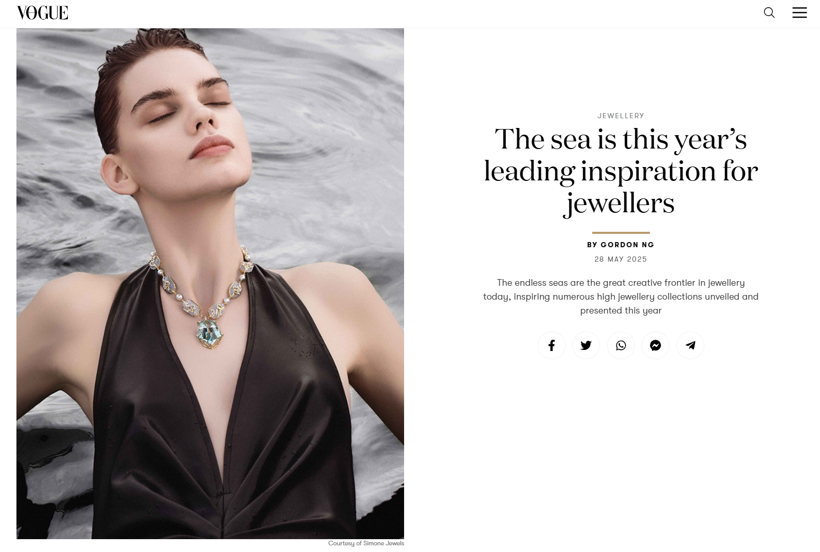 Vogue: The sea is this year's leading inspiration for jewellers | Simone Jewels