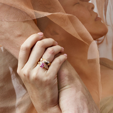 Duet Pink Sapphire Engagement Ring